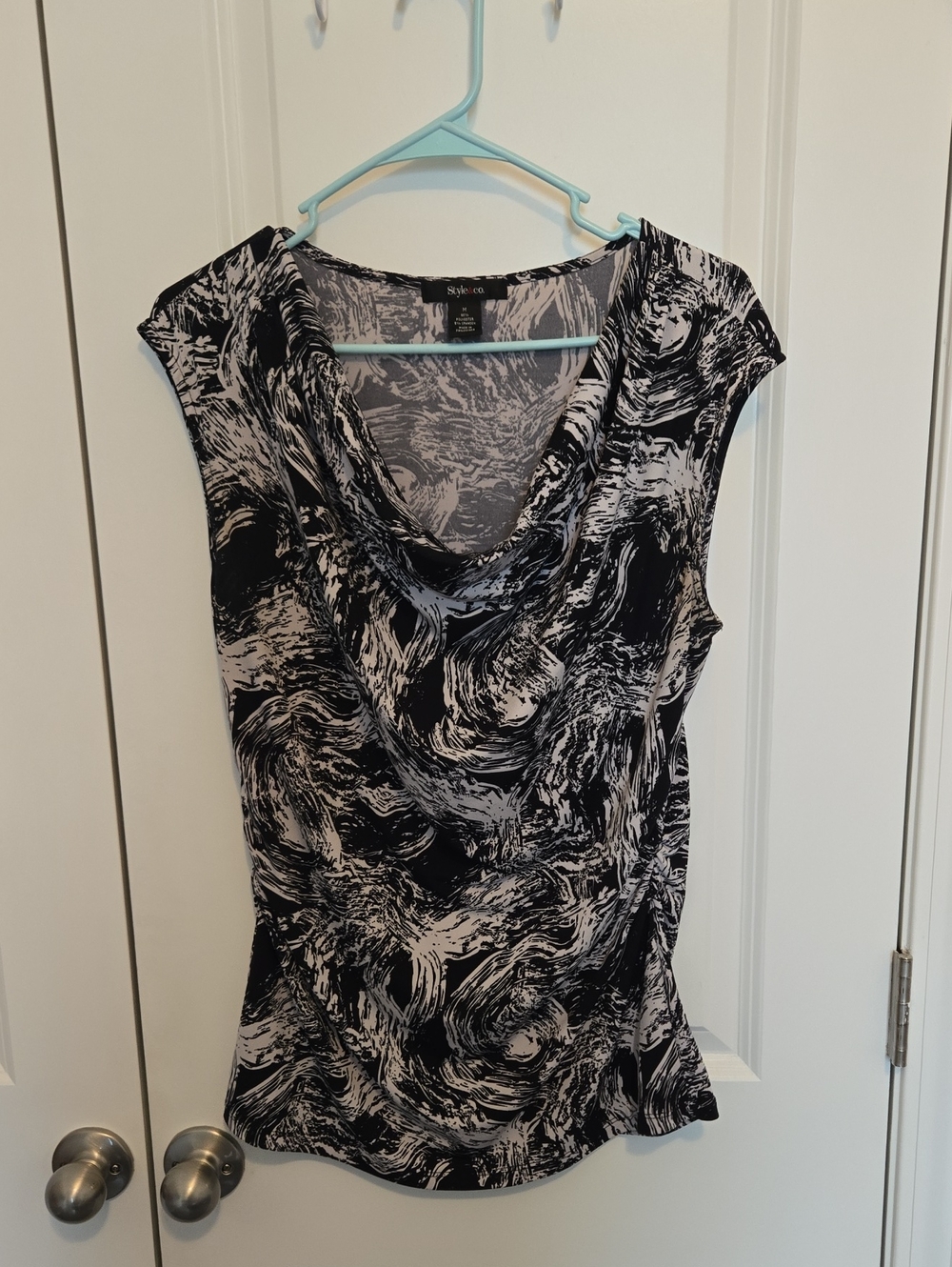 Style & Co Abstract Cowl Neck Blouse
